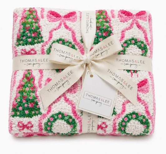 Holiday Collection Blanket (Pink Bows & Trees)