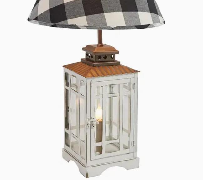 Park Design White Lantern Lamp with Night Light