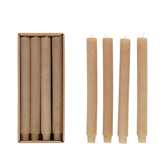 Unscented Pleated Taper Candles in Box, Set of 12 (Linen)