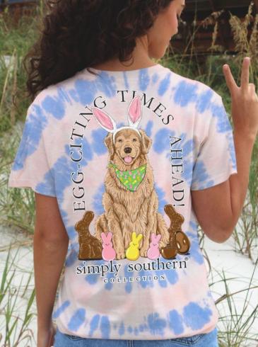 Simply Southern Eggciting Easter Short Sleeve Tee (tie Dye)