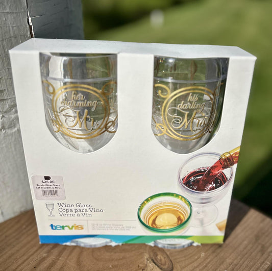 Tervis Wine Glass Set of 2 (Mr. & Mrs.)