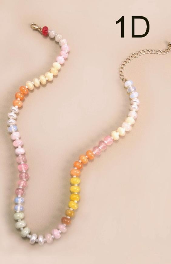 Natural Agate Glass Semi Precious Bead Necklace