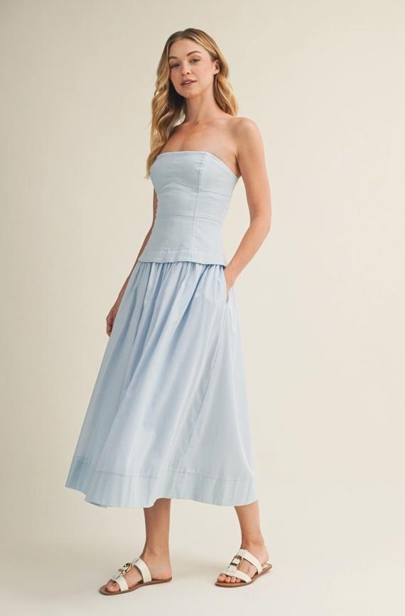 Corset Lined Strapless Dress (Baby Blue)