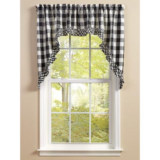 Park Designs Wicklow Ruffled Swags (Black & Cream)