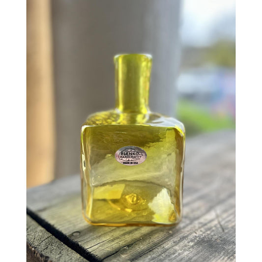 Blenko Glass Small Square Vase (Yellow)