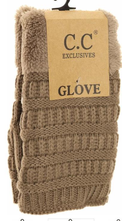 Fingerless Sherpa Lined Gloves (Taupe)