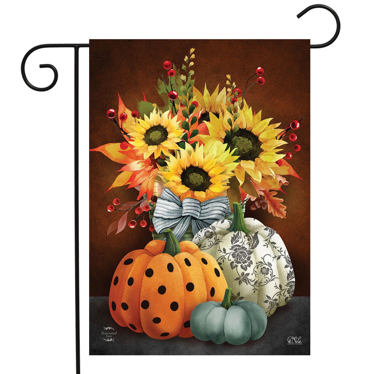 Patterned Pumpkins And Sunflowers Flag