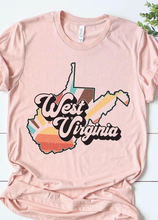 West Virginia Retro State Graphic Tee (Peach)