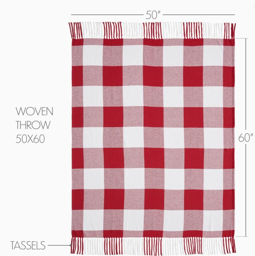 Annie Red Check Woven Throw