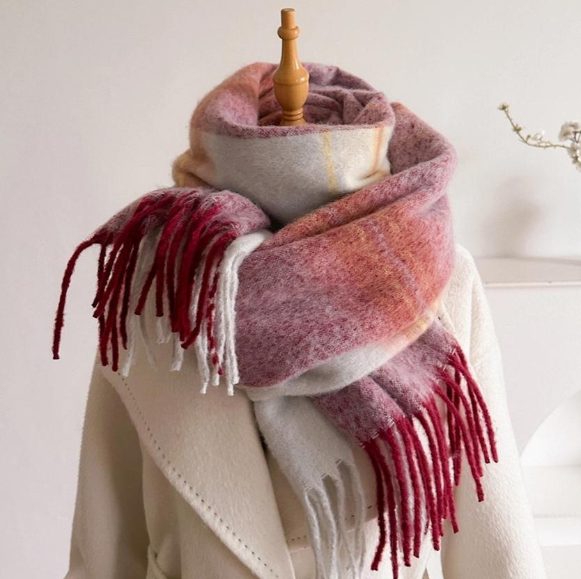 Soft Gradient Knit Tassel Scarf Wrap Shawl