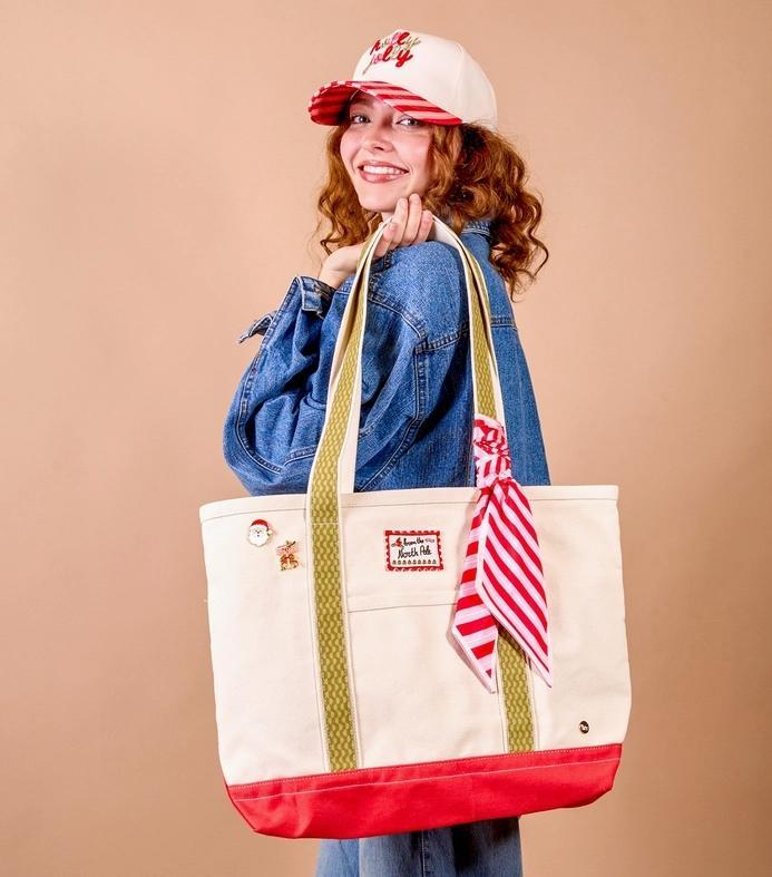 The Darling Canvas Tote Bag Peppermint Stripes
