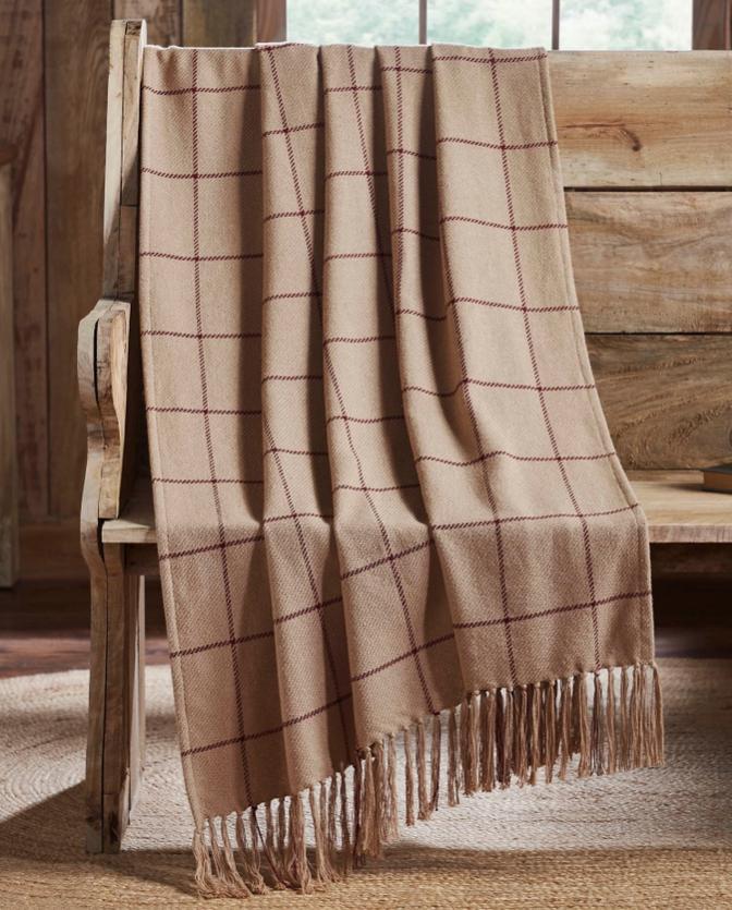 Connell Burgundy Windowpane Woven Throw