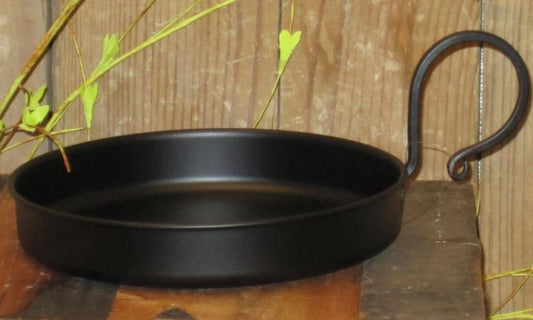 Edged Black Metal Candle Pan w/ Handle