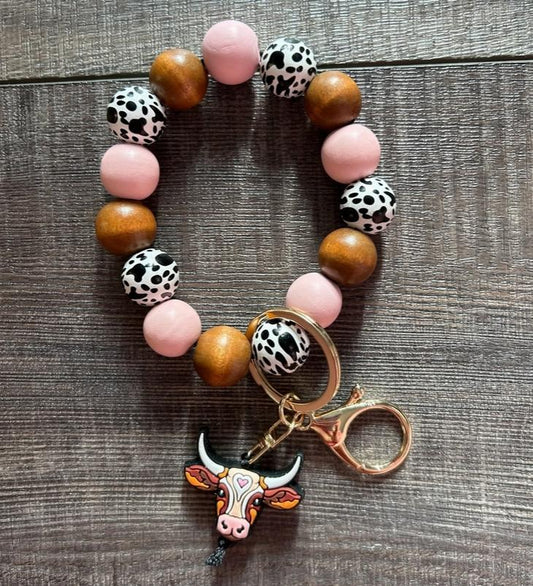 Longhorn Western Focal Bead Wristlet Keychain