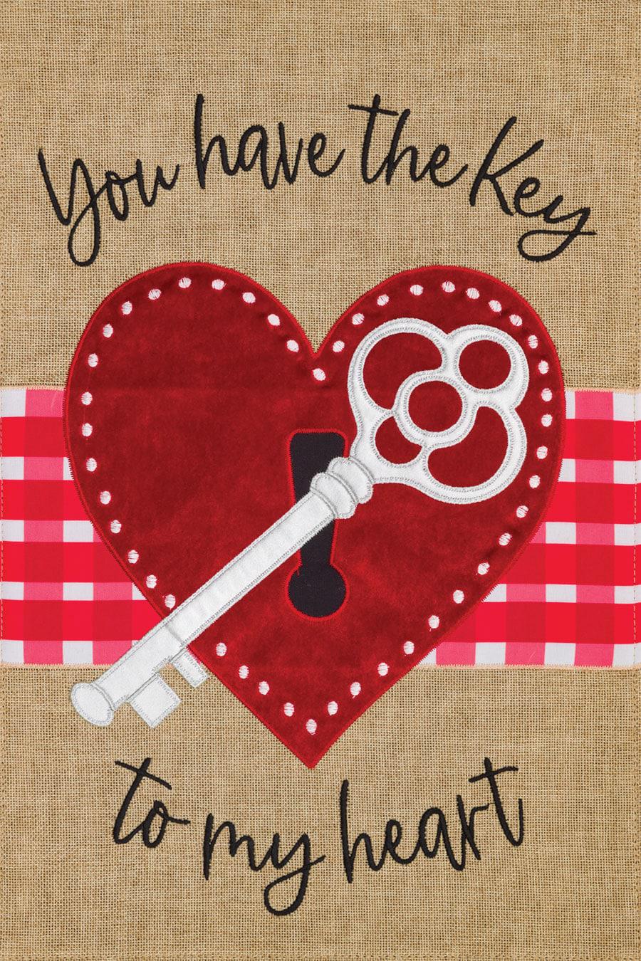 Valentine Key Burlap Flag