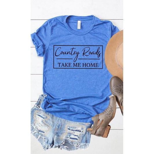 Country Roads Take Me Home Tee (Heathered Royal Blue)