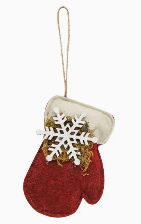 Snowflake Mitten Felt Ornament