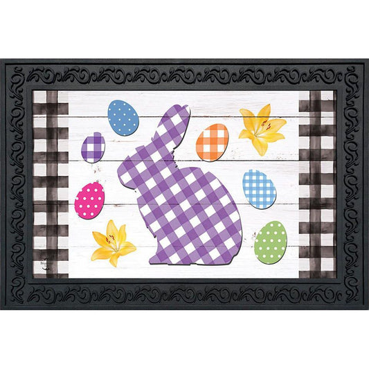Checkered Spring Bunny Doormat