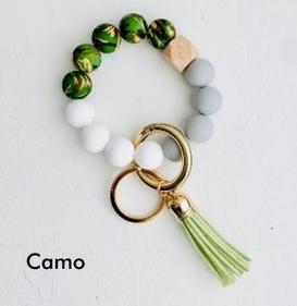 Bangle Keychain | Silicone Wristlet Key Ring | Bead Bracelet