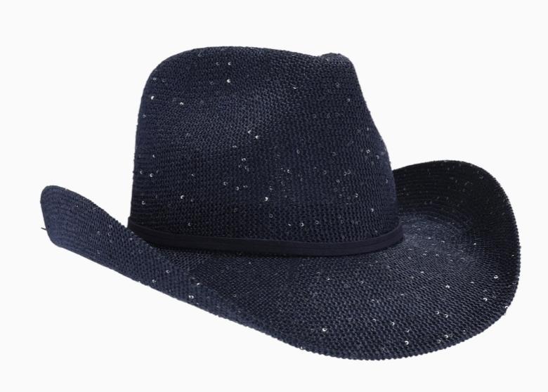 Vegas Sequin Cowboy Hat (Navy)