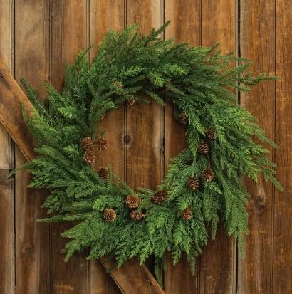 Soft Touch Needle Pine & Cones Wreath