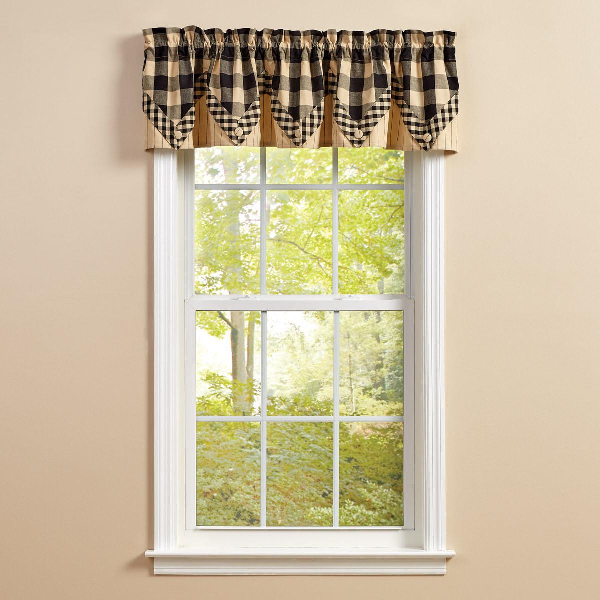 Park Design Wicklow Check Lined Point Valance (Black)
