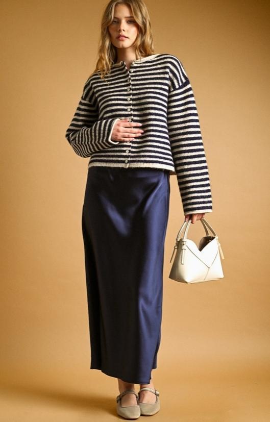 Satin Maxi Skirt (Midnight Blue)