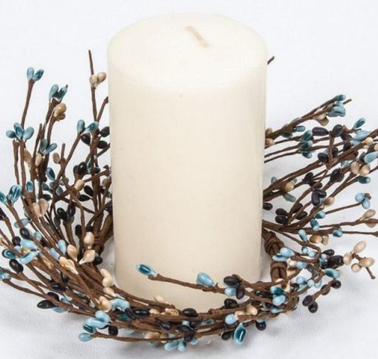 Rice Berry Candle Ring 7.5in Dia (3.4in Rim), Hw, Light Blue