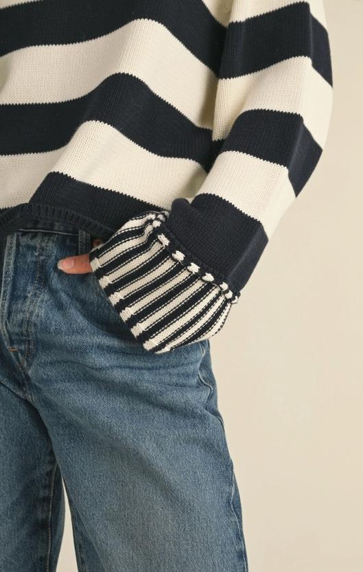 Black/White Striped Sweater Top