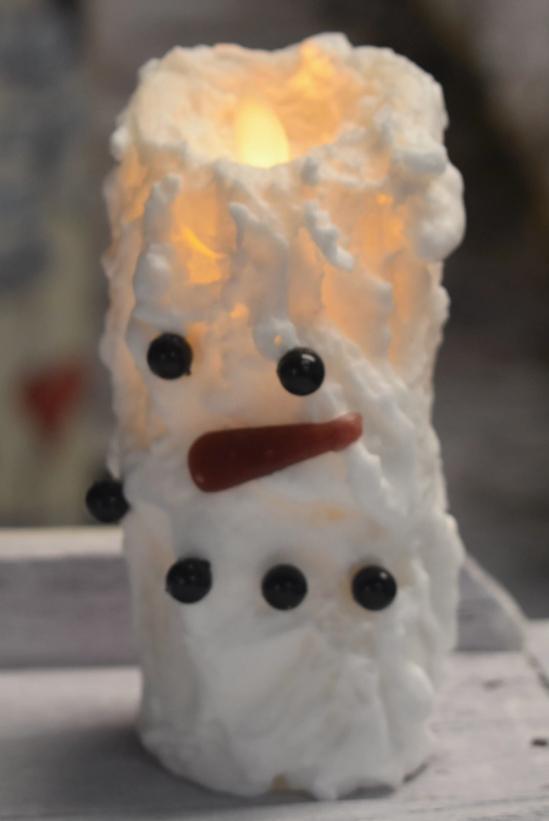 Snowman Votive Moving Flame Led Candle