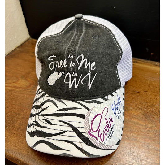 Free To Be Me In WV Hat (Zebra Print)