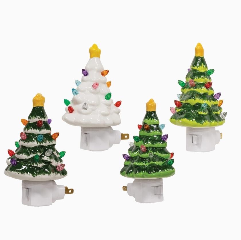 Ceramic Christmas Tree Nightlight Assorted Colors