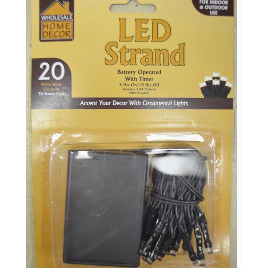 Battery Operated 20 Bulb Led String Lights 5ft Brown Cord