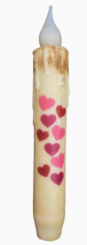 Valentine Hearts Led Battery Operated Timer Taper Candle (Natural w/ Cinnamon)-Valentine’s Day