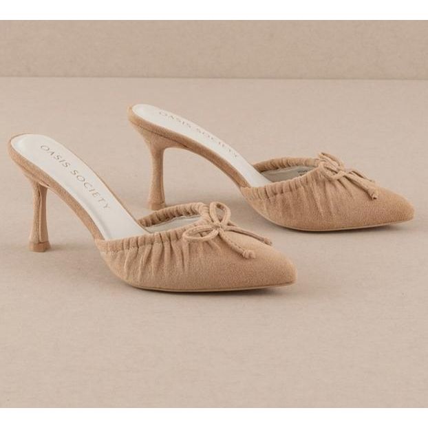 The Maven Sand Pointed Kitten Heel with Bow