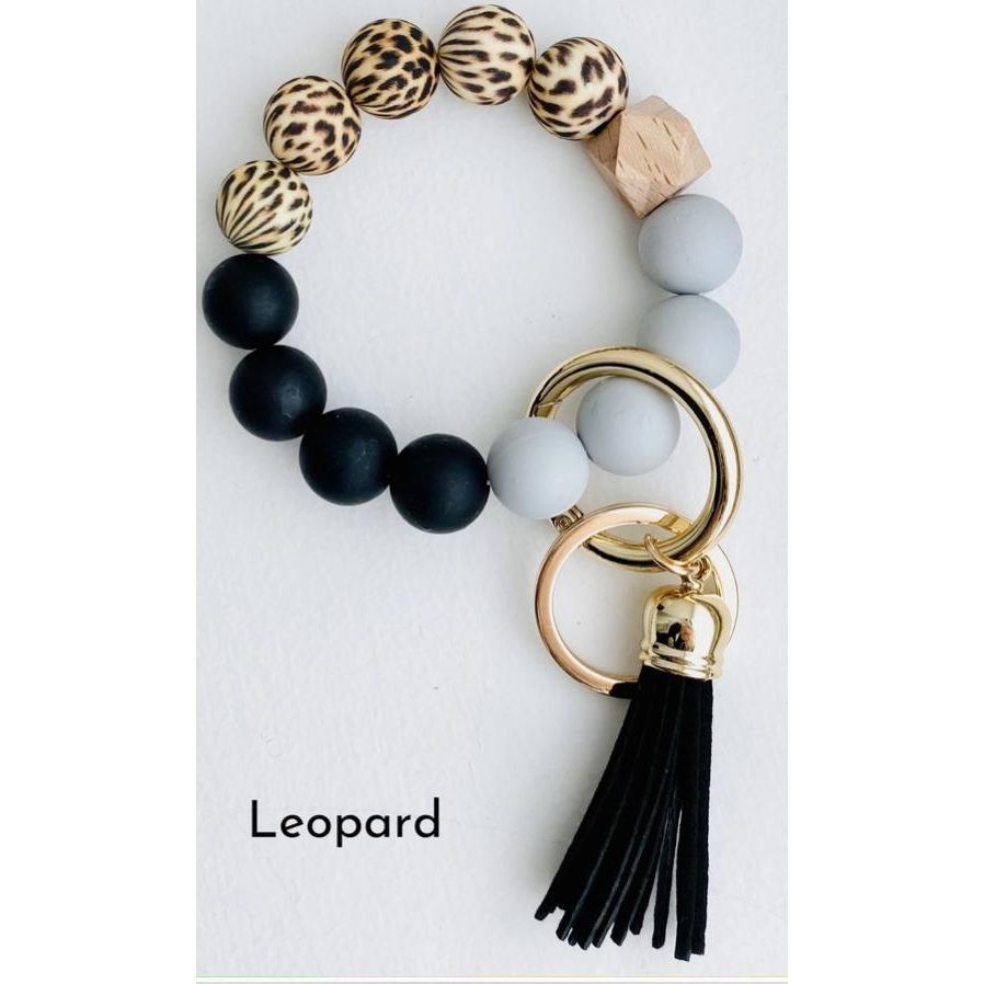 Bangle Keychain | Silicone Wristlet Key Ring | Bead Bracelet