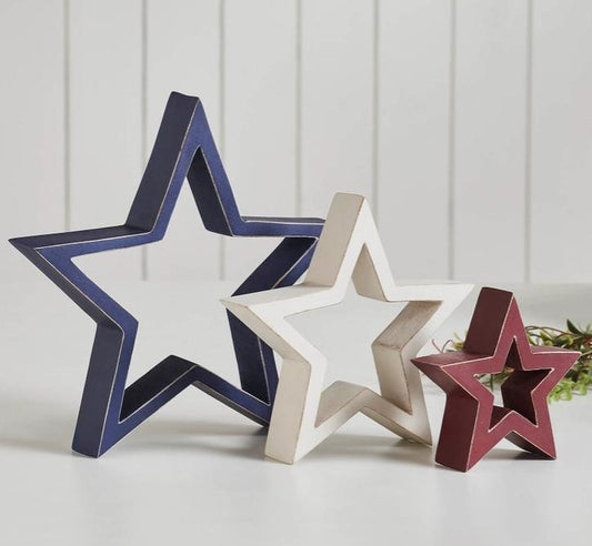 Wooden Nested Stars (Red, White, and Blue)