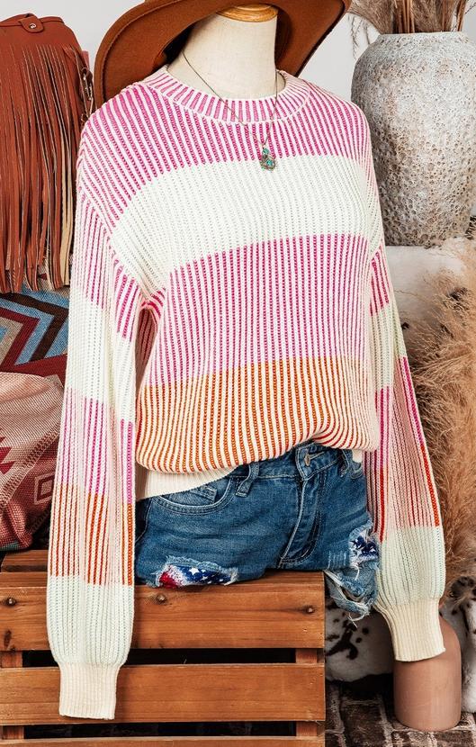 Pink Striped Sweater