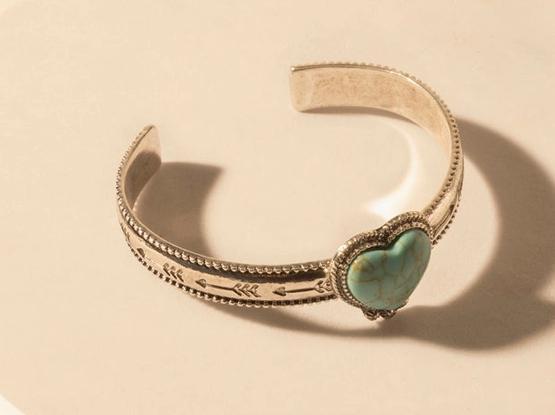 Wildheart Stone Cuff Bracelet For Women with Turquoise and Arrow Detail For Everyday Western Wear
