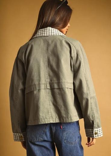 Gingham Collared Twill Jacket