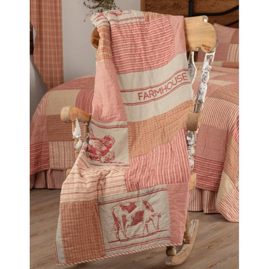 Sawyer Mill Red Farm Animal Quilted Throw (50x60)