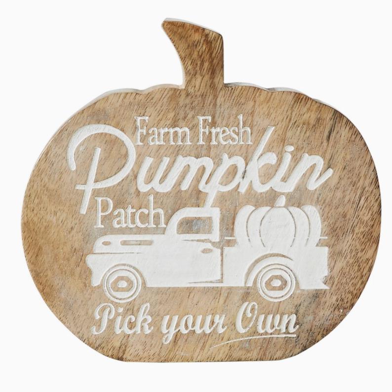 Farm Fresh Pumpkin Patch Pumpkin Shaped Wood Decor