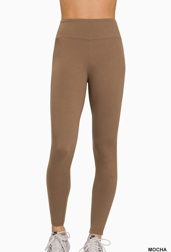 Microfiber Soft Waistband Full Length Leggings (Mocha)