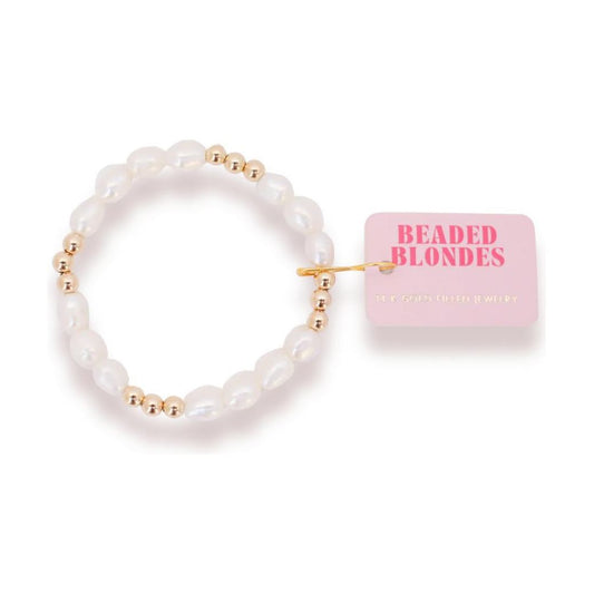 Beaded Blondes Willow Pearl Bracelet in Gold
