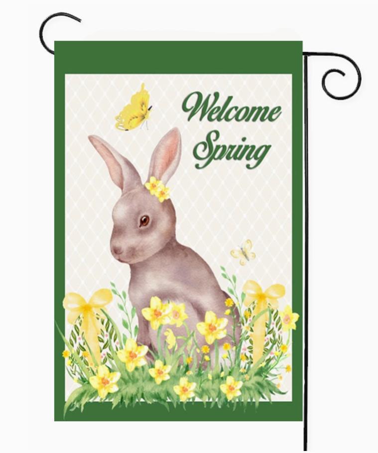 Welcome Spring Bunny Flag