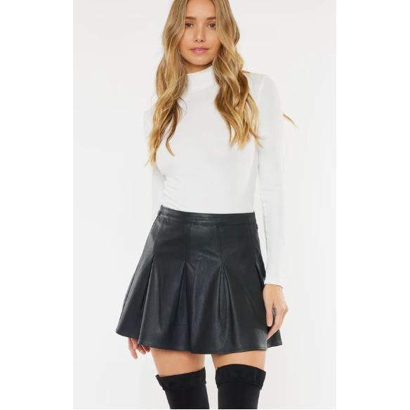 Milicent Mid Rise Faux Leather Skirt