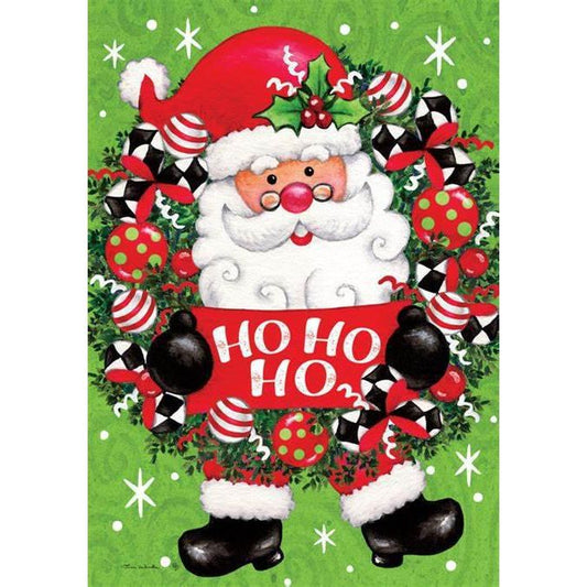 Santa Wreath Flag