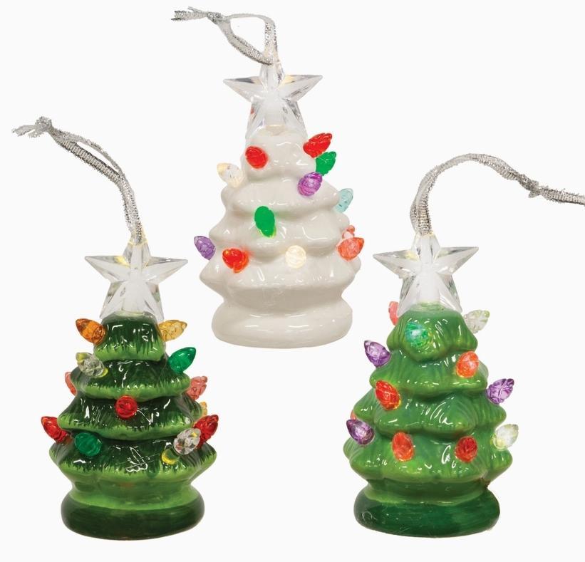 Ceramic Tree Glow Ornament - 3 Assorted