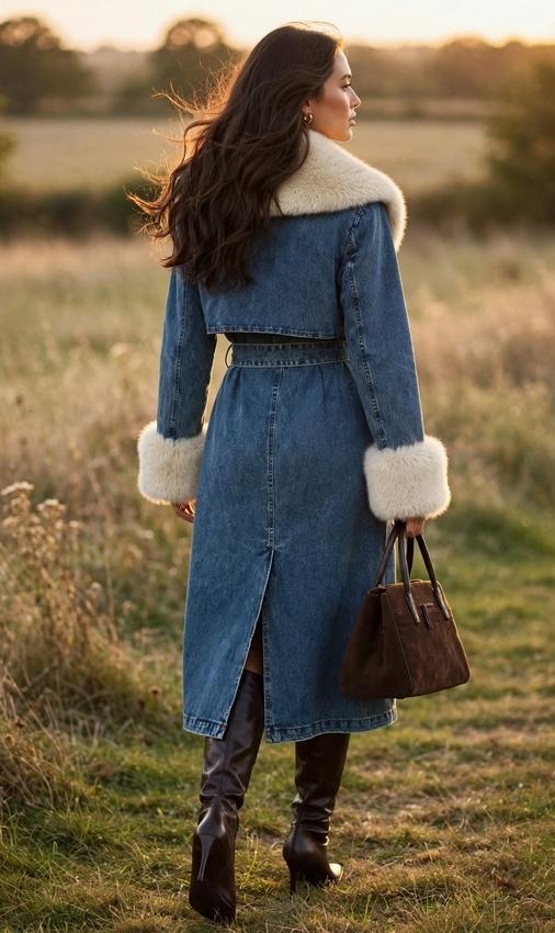 Aspen Denim Fur Coat