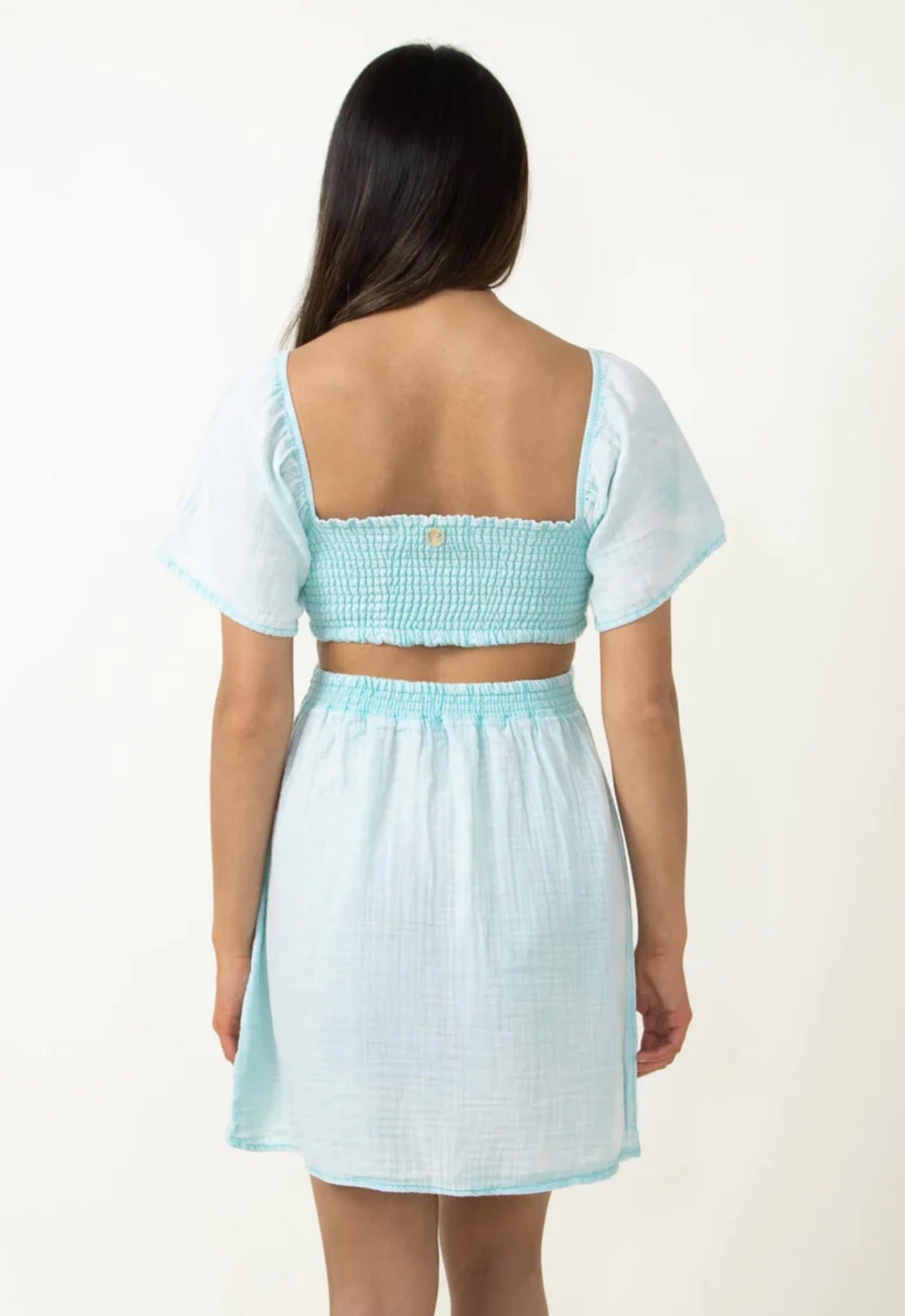 Simply Southern Gauze Cut-out Dress (Seafoam)